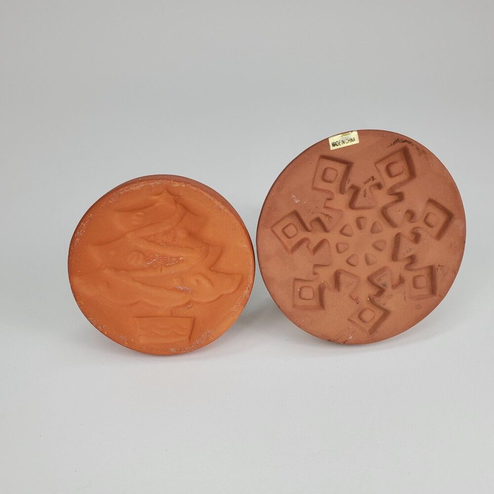Christmas Terracotta Cookie Stamps Set Snowman Snowflake Christmas Tree 2pc - Picture 5 of 8